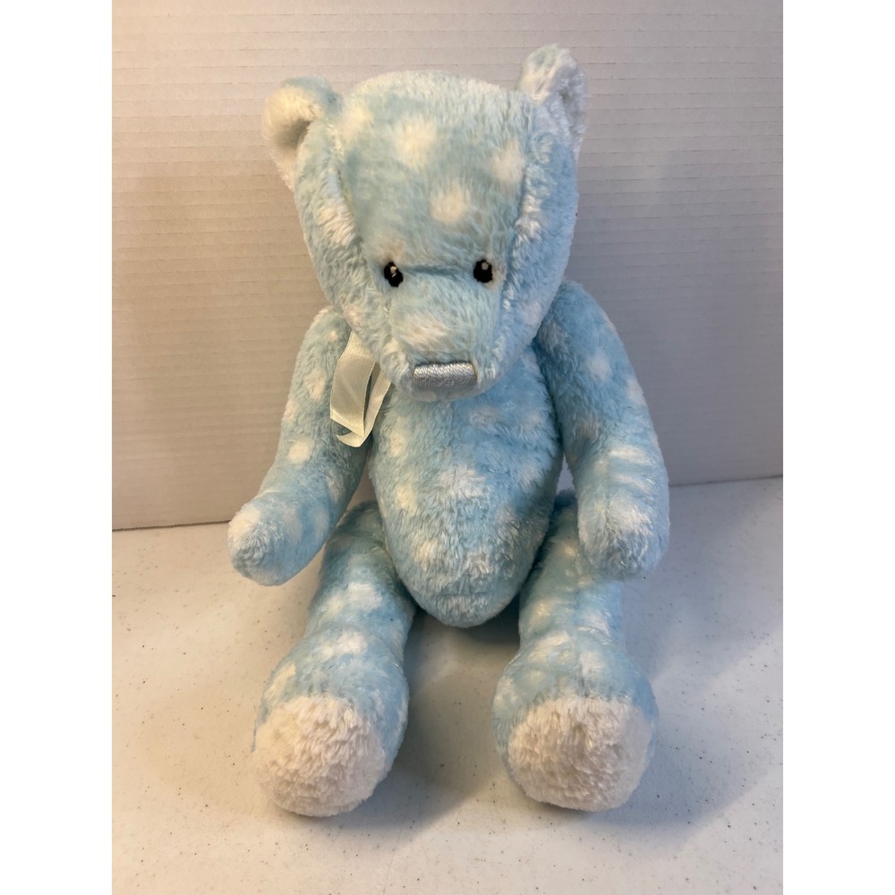 Vintage Baby Gund Dotzie 5841 Blue White Polka Dot Teddy Bear Plush 12 Inch